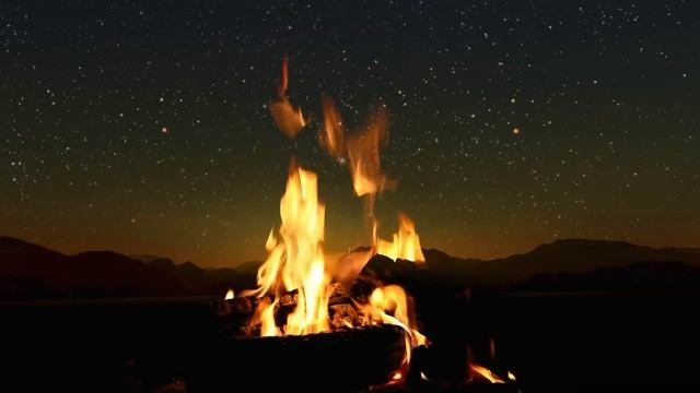 Звуки костра на фоне звездного неба - Музыка для сна и отдыха и релксации смотреть онлайн