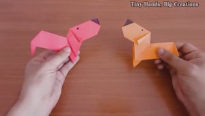 Оригами собака! Милый песик из бумаги! Такса оригами!