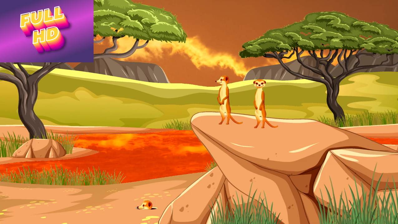 Анимационный фон "Саванна". Cartoon background "Savanna".