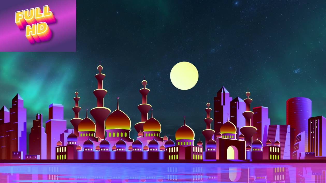 Анимационный фон "Арабский город". Cartoon background "Arabic city".