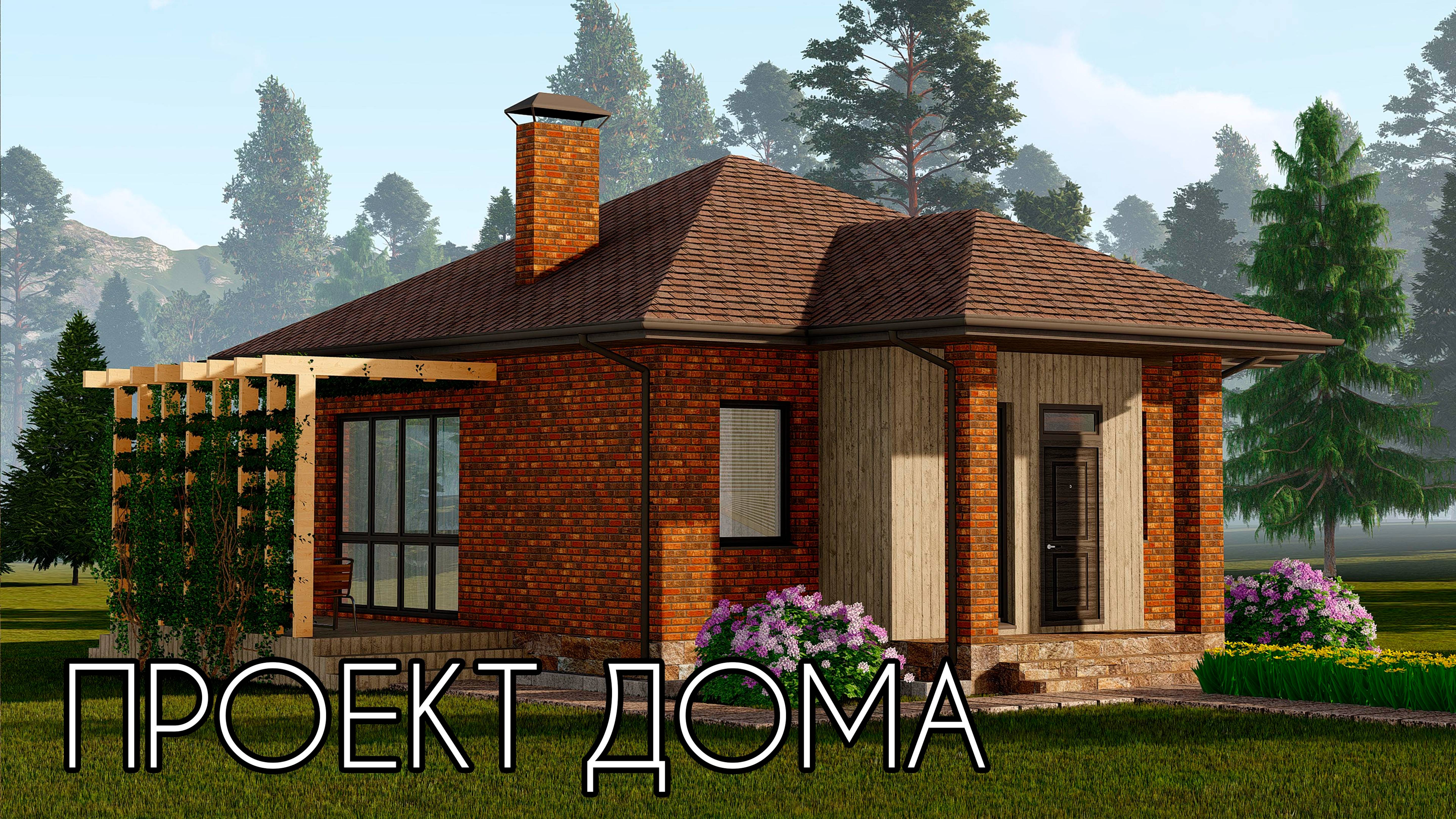 Проект одноэтажного дома 8 на 9 с панорамным окном | SketchUp + Lumion 8 смотреть онлайн