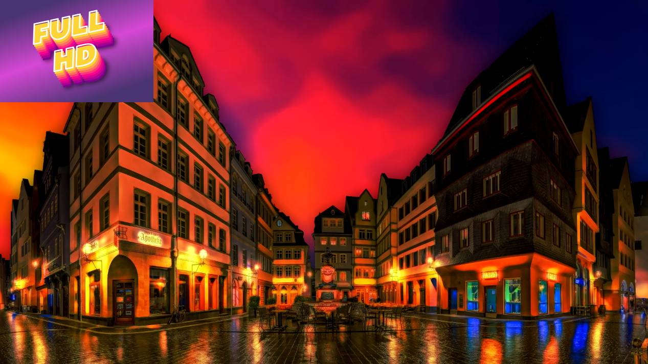 Анимационный фон "Ночной город". Cartoon background "Night town".