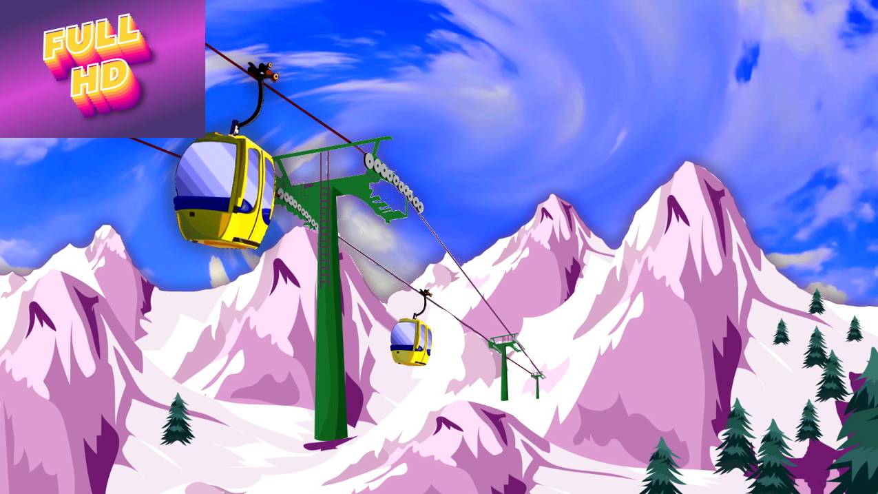 Анимационный фон "Фуникулер". Cartoon background "Funicular".