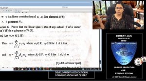 Generator of a Vector Space and Some  important theorems by Dr. NIDHI SURI.