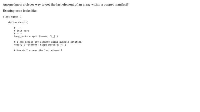 DevOps & SysAdmins: Puppet - Split - Get last element of variable size array