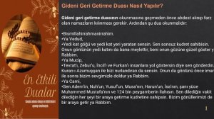 GİDENİ GERİ GETİRME DUASI