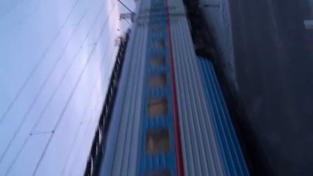 Электропоезд ЭР200 Ст..Колпино утро зима переезд 70 км-ч