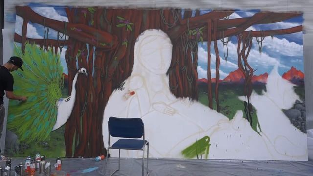 Time Lapse - Multicolour Abstract Peacock Spray Painting by Devis at Stratford