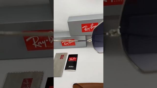 Очки Ray Ban Octagonal 3556 (серебро/синий градиент) premium quality смотреть онлайн