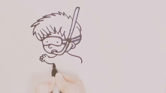 Draw an easy diving little boy for kids and bigginers