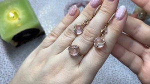 МОИ ЗОЛОТЫЕ УКРАШЕНИЯ.РОЗОВЫЙ КВАРЦ.ПОДАРОК НА ДЕНЬ ВЛЮБЛЁННЫХ ❤️