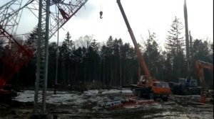 Подъем 60м мачты ООО "Велесстрой"