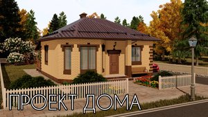Проект компактного одноэтажного дома с эркером 55 кв.м.