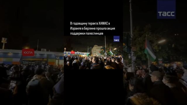 В годовщину теракта ХАМАС в Израиле в Берлине прошла акция поддержки палестинцев