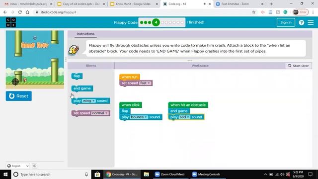 Kid Coders: Coding Flappy Game on Code org