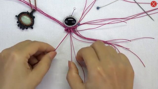 Macrame necklace tutorial ｜ How to Make a Macrame Pendant with a Gemstone and Beads ｜ DIY handmade
