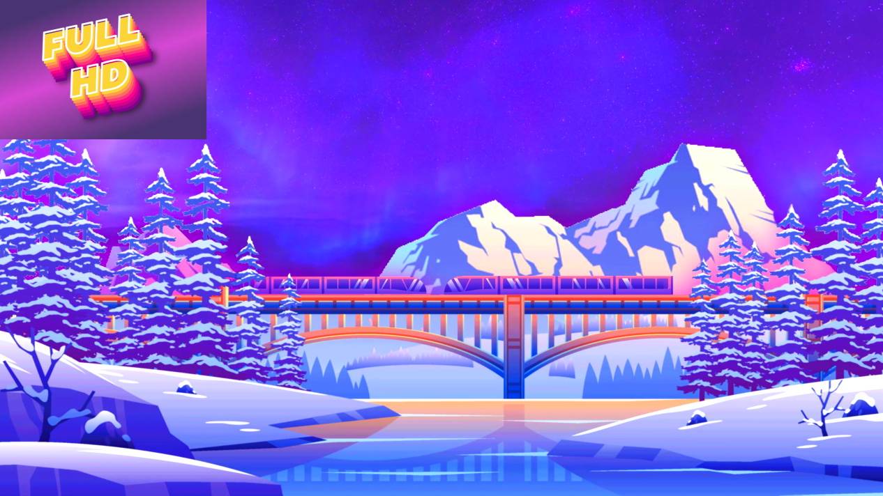 Анимационный фон "Пришла зима". Cartoon background "Winter landscape".