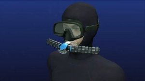 Triton oxygen mask allows underwater breathing without oxygen tanks