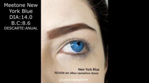 Lente De Contato Meetone New York Blue  DUMPE Urban Layer em olhos castanho claros e escuros