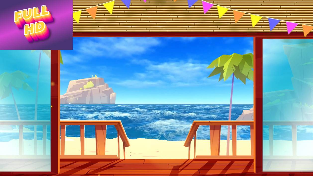 Анимационный фон "Вид на море". Cartoon background "Sea view".