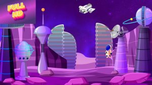 Анимационный фон "Космическая станция". Cartoon background "Space station".