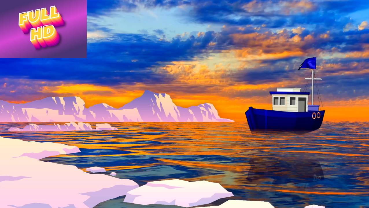 Анимированный фон "Арктический пейзаж".
Cartoon background "Arctic landscape".