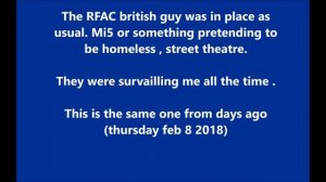 Feb 12 2018 Full Day of Gangstalking by CSIS RCMP OPP