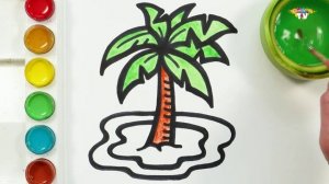 Рисование пальмы, раскрашивание и раскраска для детей, малышей Давайте рисовать, раскрашиваем вместе