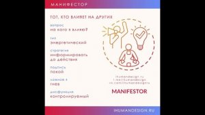 ДИЗАЙН ЧЕЛОВЕКА: МАНИФЕСТОР (ОПИСАНИЕ)