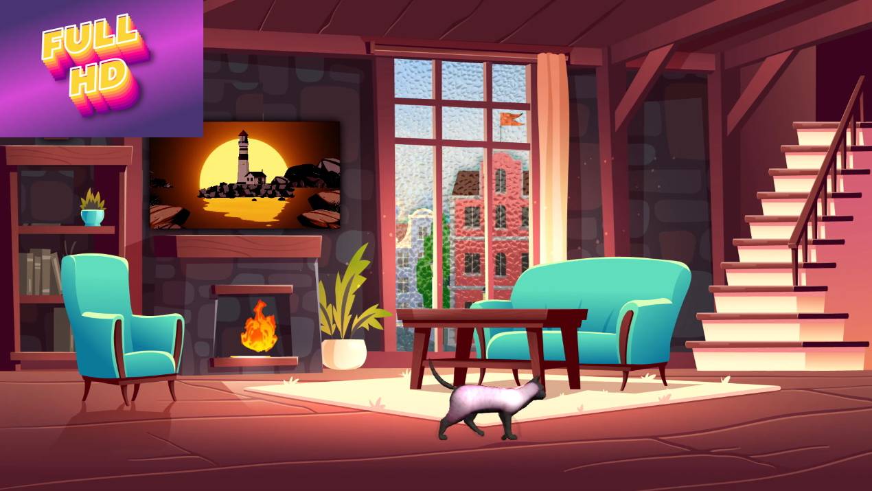 Фон для монтажа "Уютная гостиная". Cartoon background "Cosy living room".