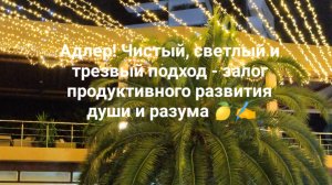 Адлер! Чистый, светлый и трезвый подход - залог продуктивного развития души и разума 🍋✍️