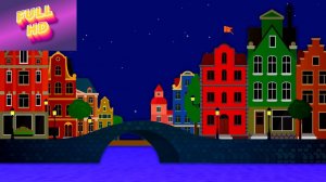 Анимированный фон "Город днем и ночью". Cartoon background "City day and night".