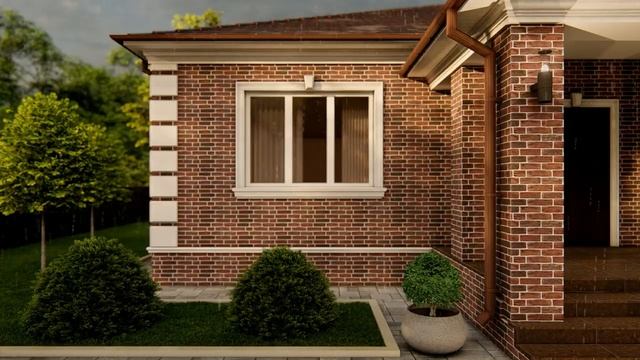 Дизайн проект одного фасада и 3D - визуализация  1 этажного дома.