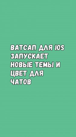 Ватсап Для iOS Запускает Новые Темы И Цвет Для Чатов