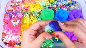 Slime Mix-Pinkfong &Baby shark Slime Mixing Random Cute, shiny things into slime #ASMR  #slimevideos