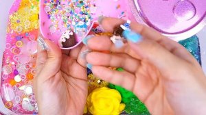 Slime Mix-Peppa pig Rainbow Slime Mixing Random Cute,shiny things into slime #ASMR #Satisfying#slime