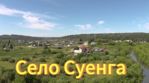 Село Суенга.  Длинный подвесной мост через реку Суенга. Новосибирская область Маслянинский район.