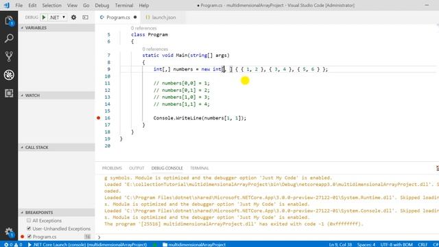 (#3) Multidimensional Array in c# | Collection fundamentals using .Net Core