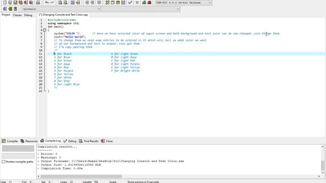 Changing Console Background and Output Text or Font Color  | C++ Programming Tutorial | Dev C++