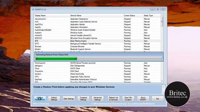 Tweak Windows 7 Services With SMART Windows 7 Services Optimiser by Britec