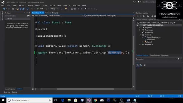 17 | Date Time Picker Control In Winforms C# | DateTimePicker In Windows Forms App (Hindi/Urdu)