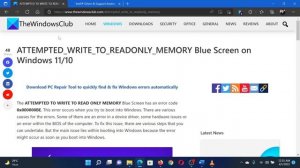ATTEMPTED WRITE TO READ ONLY MEMORY Blue Screen on Windows 11/10