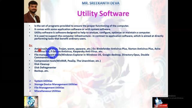 C-48 | Types Of Software | System Software | OS | Utility Software | Virus | SreekanthDeva.
