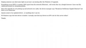 Hp N54L Proliant microserver network driver (Windows 10)