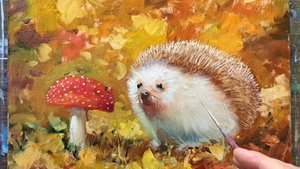 ёжик в осеннем лесу.