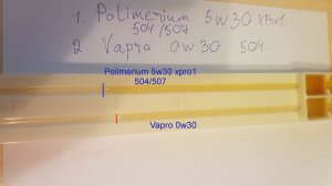 Компаратор Polimerium 5w30 xpro1 504 vs Vapro 0w30 504