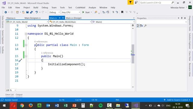 Online Kurz C# .NET III. Tvorba GUI - Ukážka - Visual Studio, Windows ...