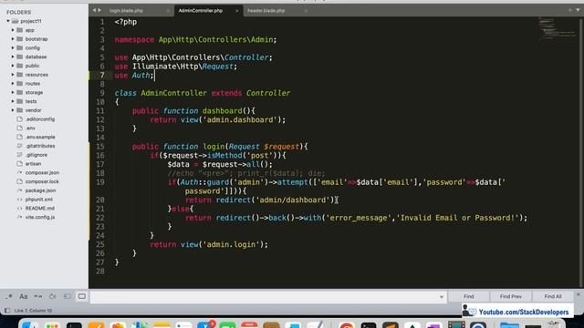 Laravel 11 Tutorial #8 | E-commerce with Laravel & MongoDB | Admin Panel Login Logout Functionality