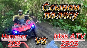 С сыном по лесу на двух квадроциклах | Hammer 200, Irbis ATV 250S
