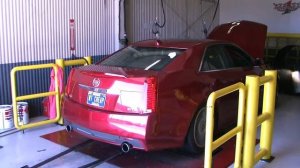 2009 cadillac CTS v dyno run with 3 inch exhaust and no mufflers. Made 598 horsepower.